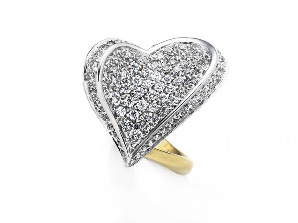 CF01743 - Anello a cuore Oro Bianco con Brillanti Zirconi